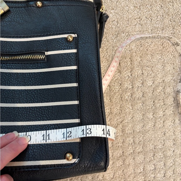 Call It Spring Black and White Striped Satchel with Gold Hardware - Picture 4 of 8